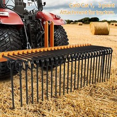 60″ 3 Point Pine Straw Landscape Rake Tractor Rake for Cat 0 & Cat 1 Tractors US