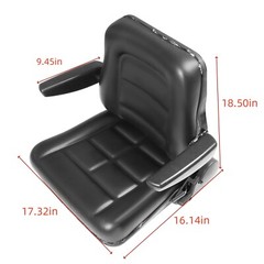Adjustable Backrest Lawn Mower Tractor Forklift Excavator Seat with Armrests US