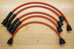International 140 Tractor Red & Black Cloth Cover Copper Spark Plug Wires Set IH