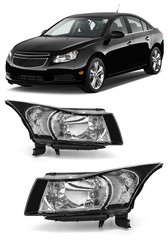 Chevy Cruze 2011-2015 LS LT LTZ 2016 Limited Headlamp Pair Matte Black No Bulbs