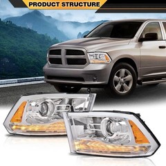 LED Headlights Assembly 1Pair Compatible with Dodge Ram 2013-2018 1500 2500 3500