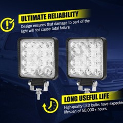 10PCS 180W FLOOD LED Work Lights 12V Boat Camping Square 4inch Bar for 4X4 UTV