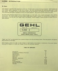 Gehl HL 2500 Hydra Cat Skid Steer Loader Parts Operators Service Manual