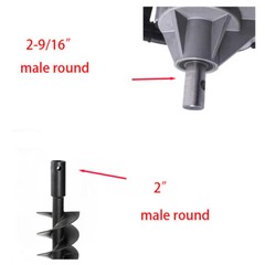 Auger Adapter Conversion 2-9/16 inch female Round to 2 inches Male Round
