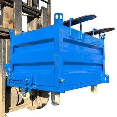 2200lbs Load Self-Dumping Hopper: Manual Forklift-Operated Steel Turnover Box