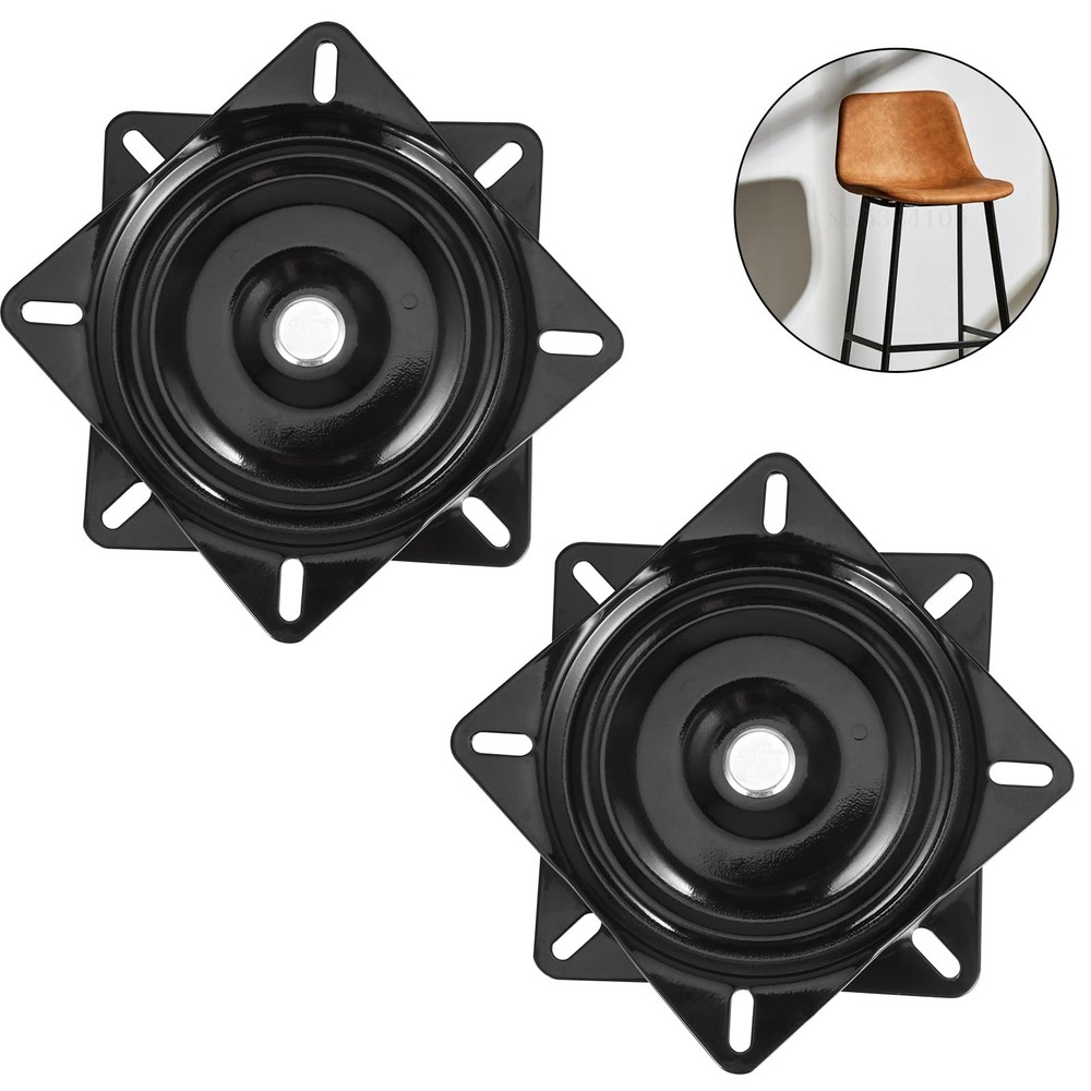 JEUIHAU 2 Pack 6.25 Inches Bar Stool Swivel Plate, Black 6.5inch,