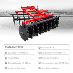 MMS 5FT 3 Point Notched Disc Harrow Plow Attachment for Cat 1 Tractor Disc Plow