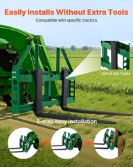 VEVOR Pallet Fork Frame Attachment with 36-inch Skid Steer Forks for JD Tractors