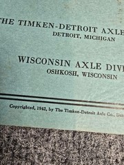 1942 Timken And Wisconsin Axles Field Service Bulletins Timken-Detroit Pure Doc
