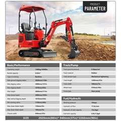 Mini Excavator 1 Ton 1.4Ton Digger 13.5hp Gas Tracked Crawler B&S EPA Engine.