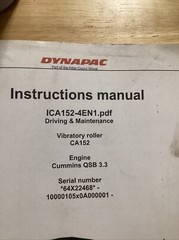 DYNAPAC Vibratory Roller CA 152 Instruction Manual