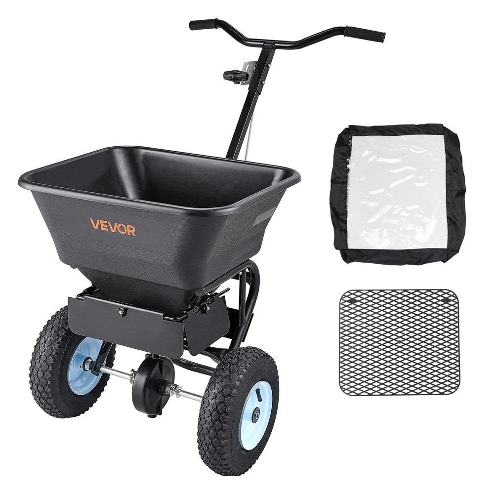 VEVOR Walk-Behind Broadcast Spreader 100LB 0-9.8ft Spreading Width Fertilizer