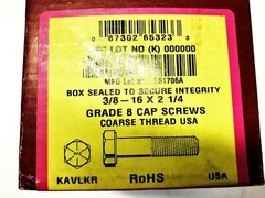 PFC 3/8”-16 x 2-1/4” Hex Head Cap Screws Grade 8 80-2625-452 [Lot of 55] NOS