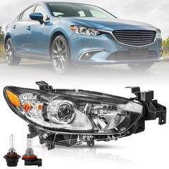 Halogen Projector Headlight Assembly w/Bulbs 2014-2017 Mazda 6 RH Passenger Side