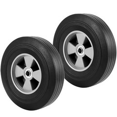 HOIGON 2 Pack 10 Inch Solid Rubber Hand Truck Wheel 10 inch, Black + Gray