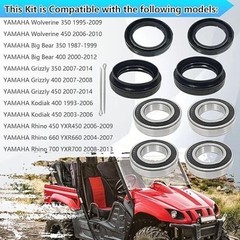 Front Wheel Bearing Seals Kit for Wolverine Big Bear 350 450 Grizz Size: Front