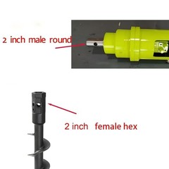Heavy Duty Auger Bit Adapter Conversion 2 inch female Round to 2″ Male Hex