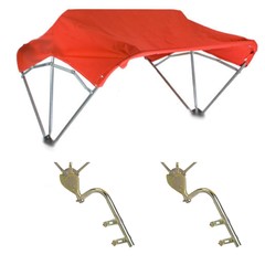 Universal Tractor Umbrella Buggy Top 3 Bow 48″ Red Complete w/ Fender Mounts