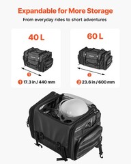 Motorcycle Tail Bag, 40-60 L Expandable Motorcycle Rear Seat Bag with Waterproof