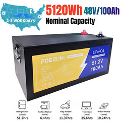48V 100Ah LiFePO4 Lithium Battery 100Ah 5120Wh with BMS For Solar/RV/Golf Carts