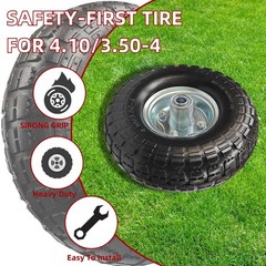 10″ Replacement Tire and Wheel 4.10/3.50-4″,10 inch Pneumatic Utility Tires f…