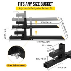 43in Alloy Steel Mud Bucket Modified Pallet Fork with adjustable Connecting Rod