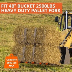 Clamp on Debris Forks for 48″ Bucket 2500lbs Metal 5 Fork Tines Clamp-on Pallet