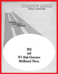 Farmall Super A 100 140 A-193 AV-193 1 Bottom Moldboard Plow IH Owner’s Manual