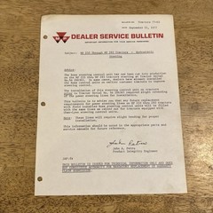 1977 Massey Ferguson MF 255-285 Tractors Hydrostatic Steering Service Bulletin