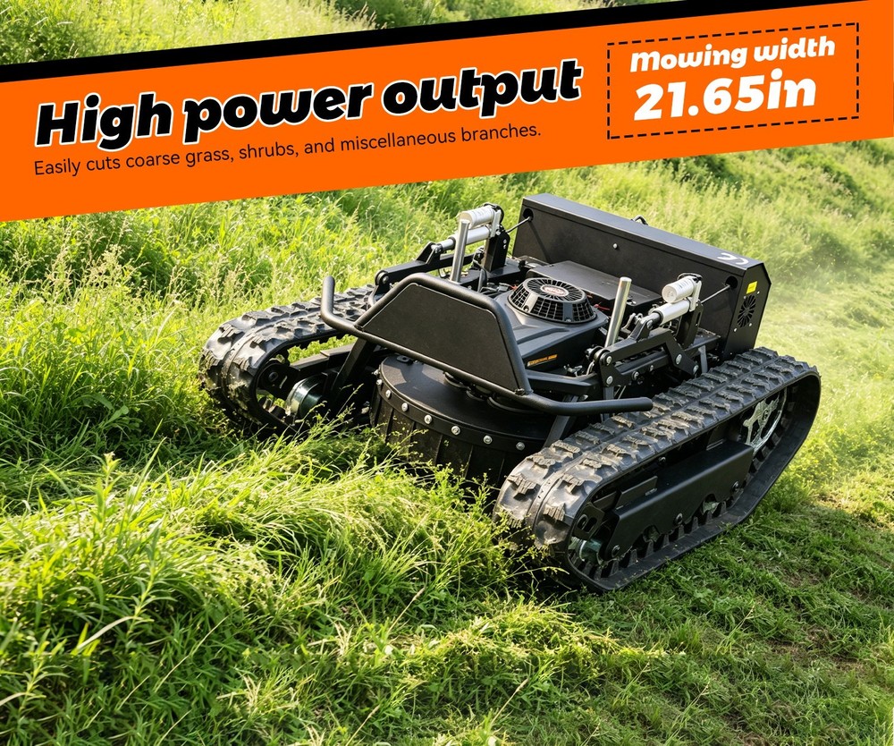 Remote Control Lawn Mower Robotic Crawler Mower Adjustable Track Outdoor