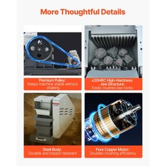 Uimoso Jaw Crusher 6.10×5.12 inch Feed Size Rock and Stone Crushing Machine 220V