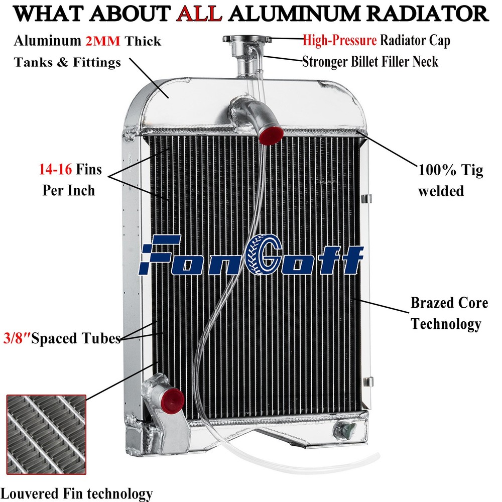 3-Row Aluminum Radiator for Ford 2N 8N 9N Tractors # 8N8005 86551430 US
