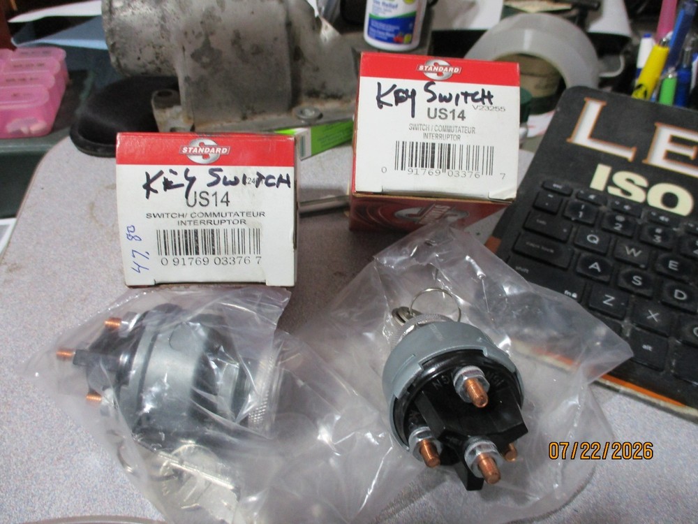 2) NEW OLD STOCK STANDARD ON/OFF KEY SWITCH #US14 NOS, OPEN BOX,