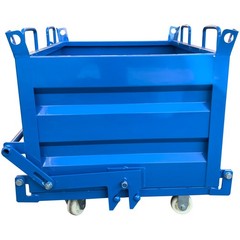 2200lbs Load Self-Dumping Hopper: Manual Forklift-Operated Steel Turnover Box