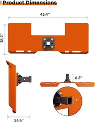 3/8″ Thick Skid Steer Mount Plate Quick Attach W/ 2″ Removable Hitch Orange