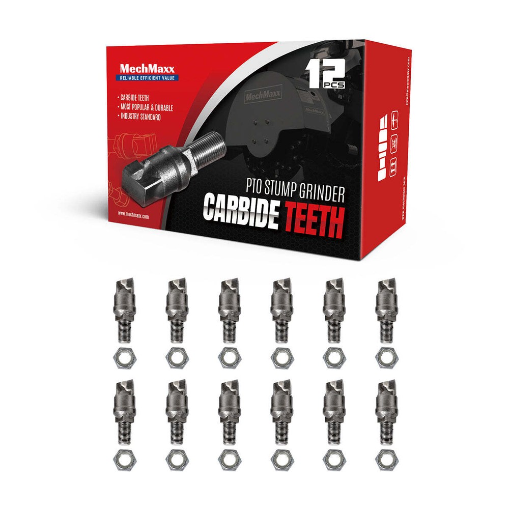 MechMaxx ( 1 Pack / 12 Pcs ) Teeth and Nut for PTO SG24 Stump Grinder