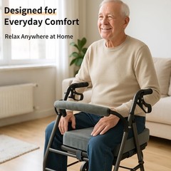 Walker Seat Cushion for Seniors, Memory Foam Rollator and Backrest Gray