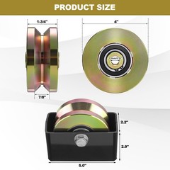 Soiiw 4″ V Groove Sliding Gate Rollers Wheel 2 4 inches x 1.75 inches, golden
