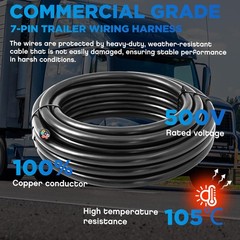 Tujoe 7 Way Trailer Wire 14/7 Heavy Duty 50FT 100% Pure Copper 7 Wire Trailer…