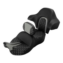 Ext Reach Seat w/ Backrest & Tour Pak Pad Road King & Glide Models 14-23 White