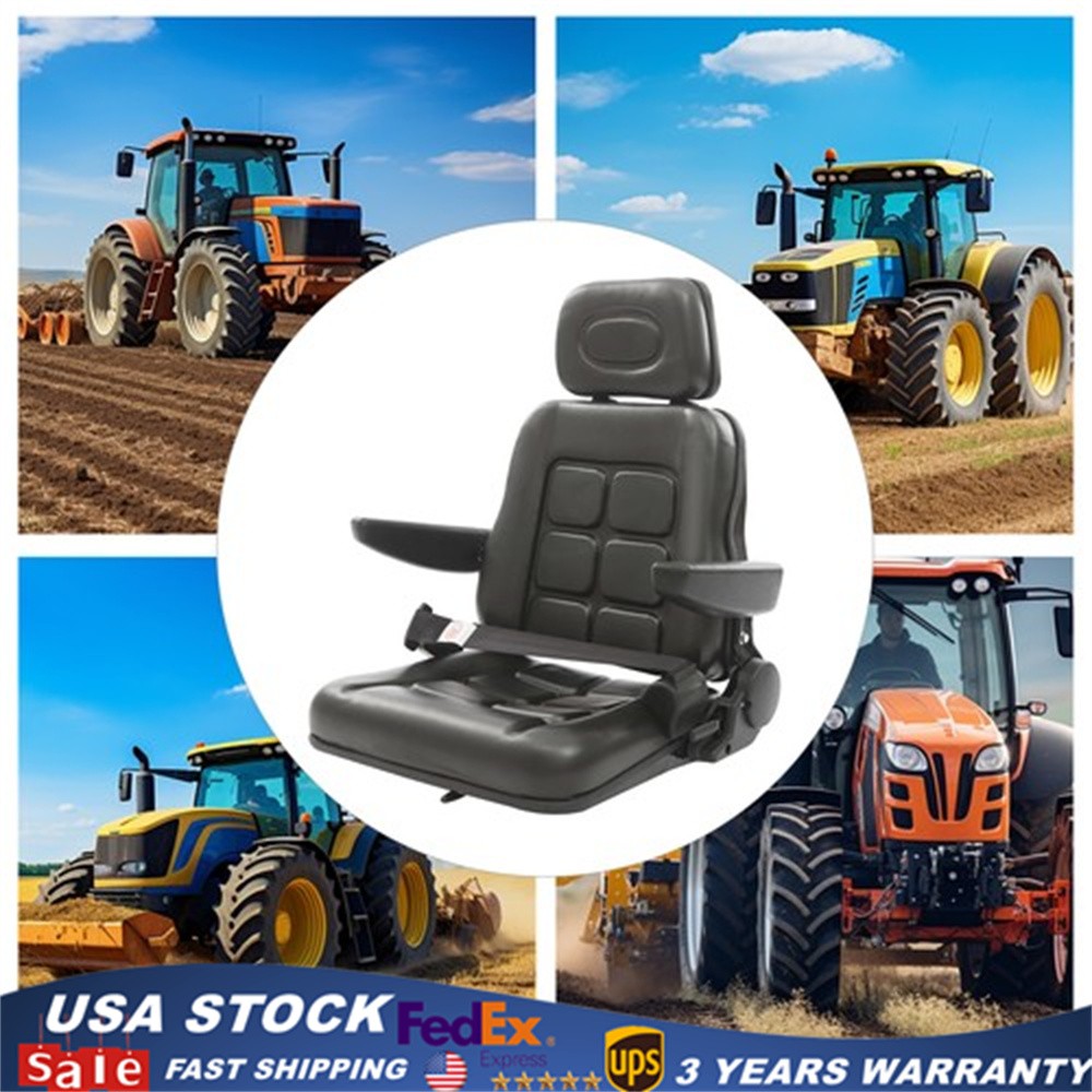 35°-180° Adjustable Tractor Seat Universal Forklifts Chair PVC Harvester Seating