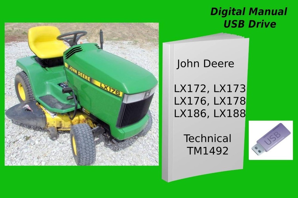 John Deere LX172 LX173 LX176 LX178 LX186 LX188 Lawn Tractor Manual See Desc.