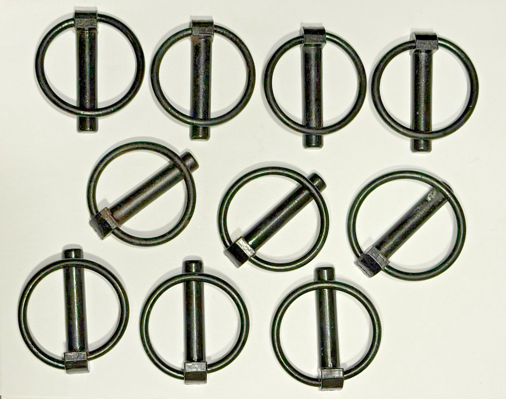 7/16″ x 1-3/4″ Lynch Pins Yellow Zinc Plated Steel Painted Black – 10 Pack