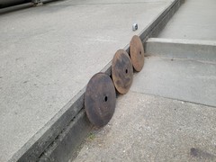 3 Vintage Disc Blades 16″ inch, Hole 1-1/2″ Steampunk Industrial Farm Implement