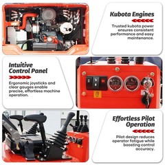 Mini Excavator 1.4Ton Kubota Diesel Pilot System EPA 11.5HP Free Shipping