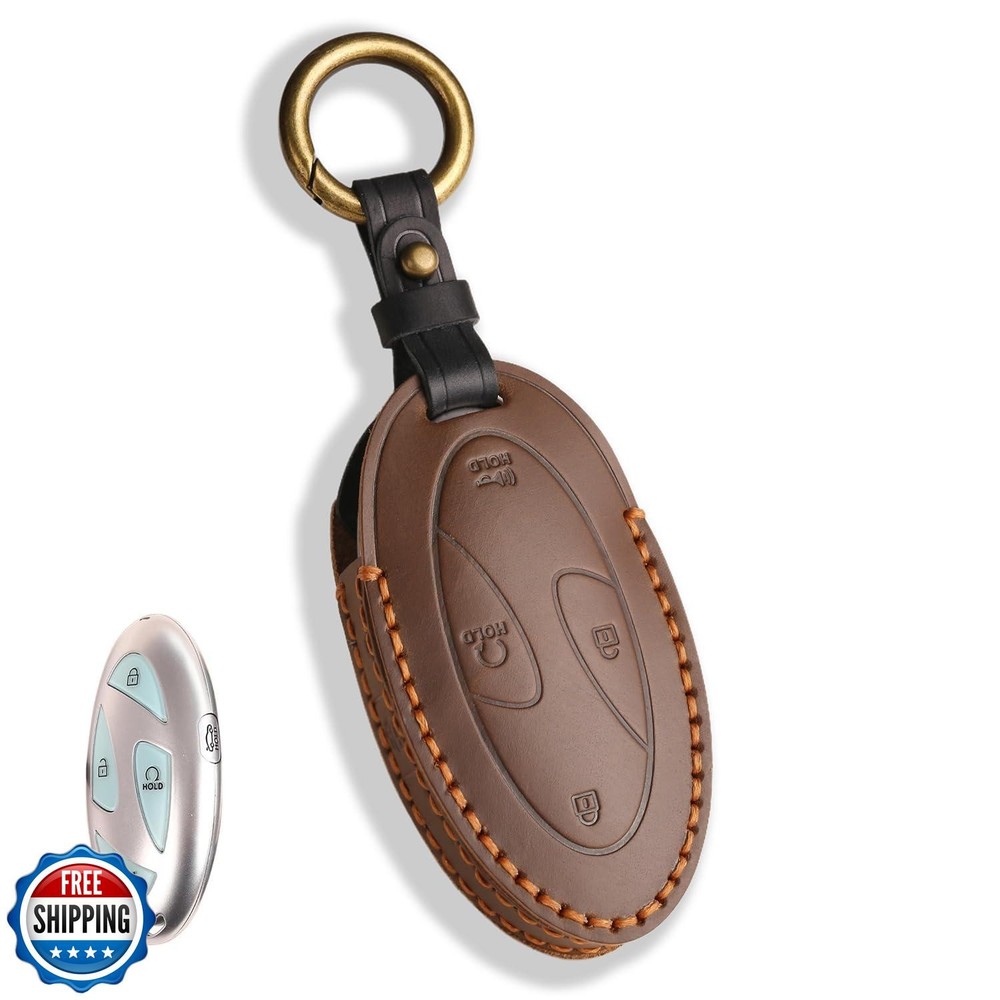 MILD EAST Leather Key Fob Cover for 2023 2024 2025 Hyundai Ioniq 6 Grandeur G