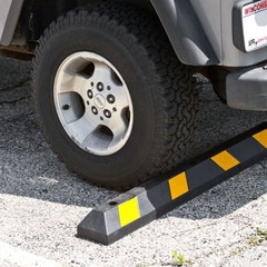 Guardian Parking Stop, 4 Foot Long Rubber Curb with Mounting Holes, Black/Yellow
