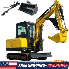 3.5T Kubota 25HP Mini Excavator, Side Swing Boom Mini Digger EPA +2Attachments
