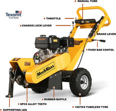 12 Inch Gas Stump Grinder 15HP 420CC Tree Root Removal Machine 8 Teeth