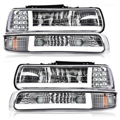 PIT66 Silverado Tahoe Headlights Chrome Amber